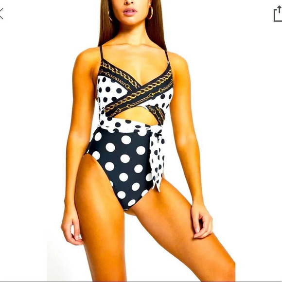Polka dot one-piece swimsuit - Picture 3 of 6